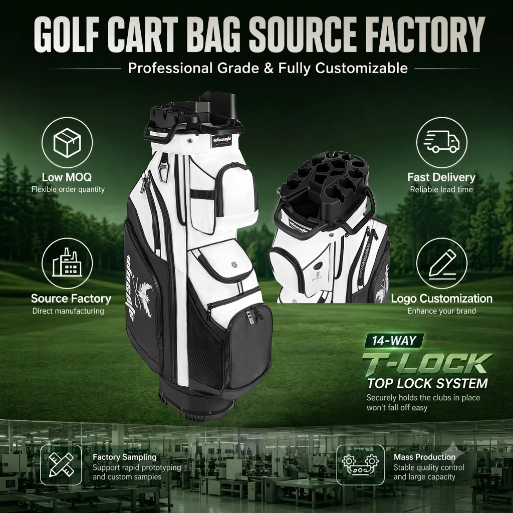 Golf Factory Wholesale Price Waterproof Lightweight Professional Golf Cart Bag Polyester 14 Dividers Hold Club Golf Bags for Men