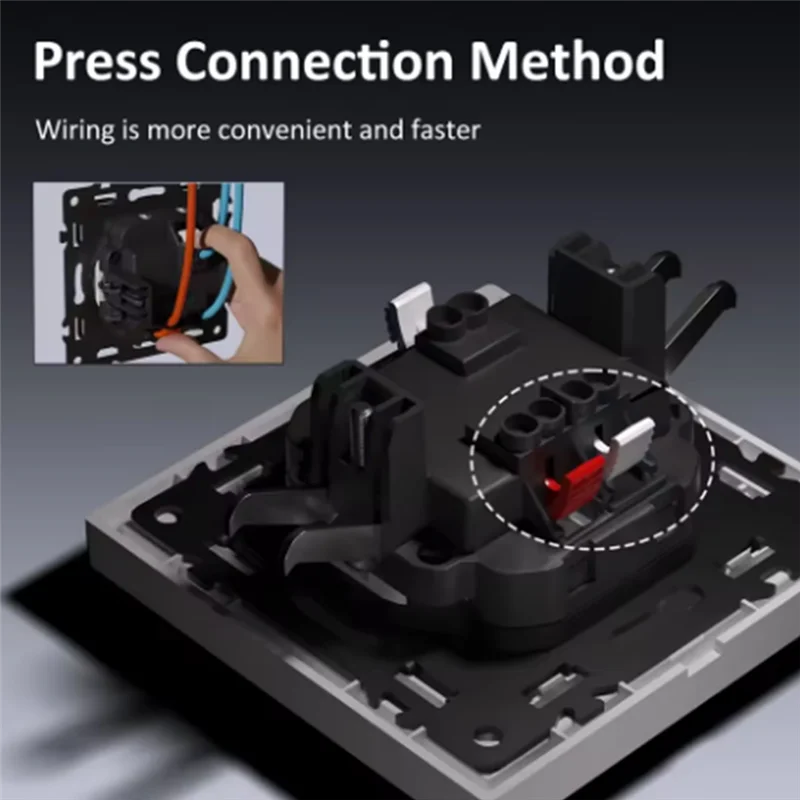 

ABZV-1/2Gang настенный 1-контактный механический кнопочный выключатель света электрическая розетка ТВ розетка CAT6 переключатель стеклянной панели