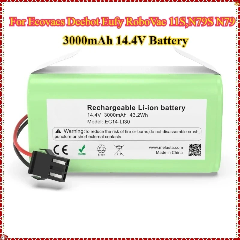 

2800mAh 14.4V Battery For Ecovacs Deebot Eufy RoboVac 11S,N79S N79 DN622 Conga 990 995 1090 1190 1790 Vacuum Cleaner