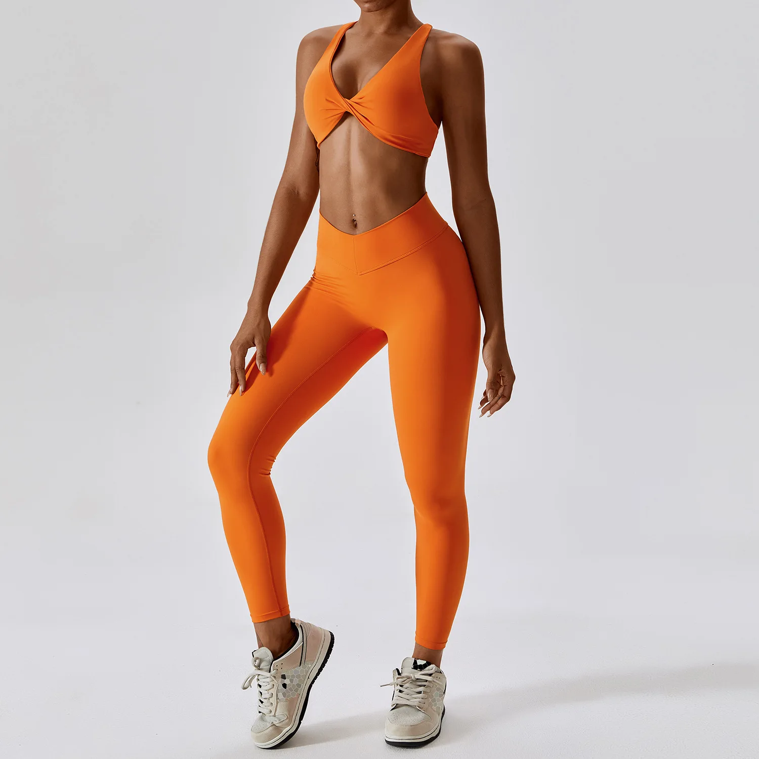 White Yoga Sets Women Sexy Beauty Back Bra High Waist Leggings Suit Comfort Soild Fitness Running Sport Sets Breathabe Sportwear