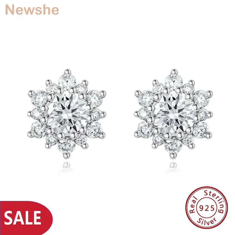 

Женские серьги Newshe D цвета с муассанитом, серебро 925 пробы с фианитом, роскошные ювелирные изделия для свадебной вечеринки и свиданий, сертифицированные GRA