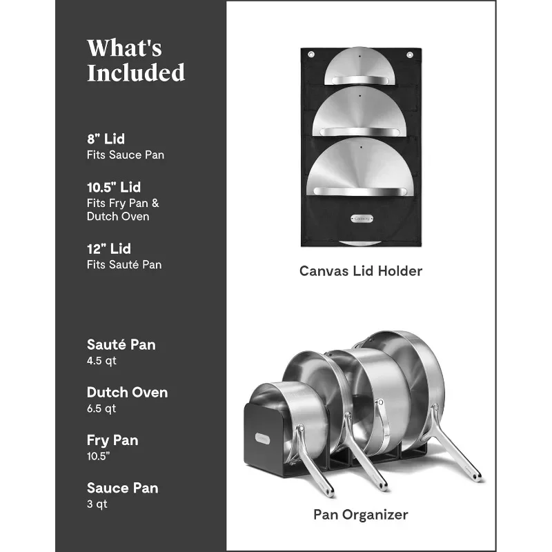 Caraway Stainless Steel Cookware Set (4 Piece) - 5-Ply Stainless Steel Pots & Pans - Includes Fry Pan, Sauce Pan, Sauté Pan