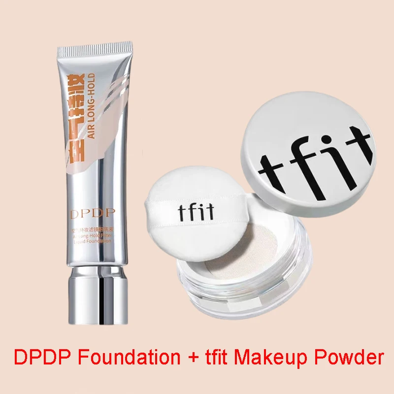 DDP 파운데이션 TFIT 파우더 세트, 노 메이크업 리무버 천연 컨실러, 모든 피부 베이스 메이크업에 적합, 한국 화장품 키트