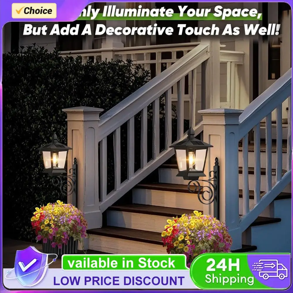 

Wall-Mounted Solar Garden Light Auto On/off Sensor Vintage Solar Porch Light for Outside Front Door Yard (No Flowers Included)