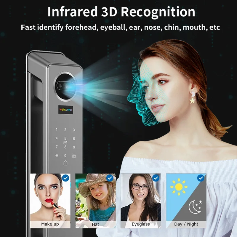 Suitable for K42 Tuya WiFi smart door lock, facial fingerprint password card key app to unlock active intercom function, suitabl
