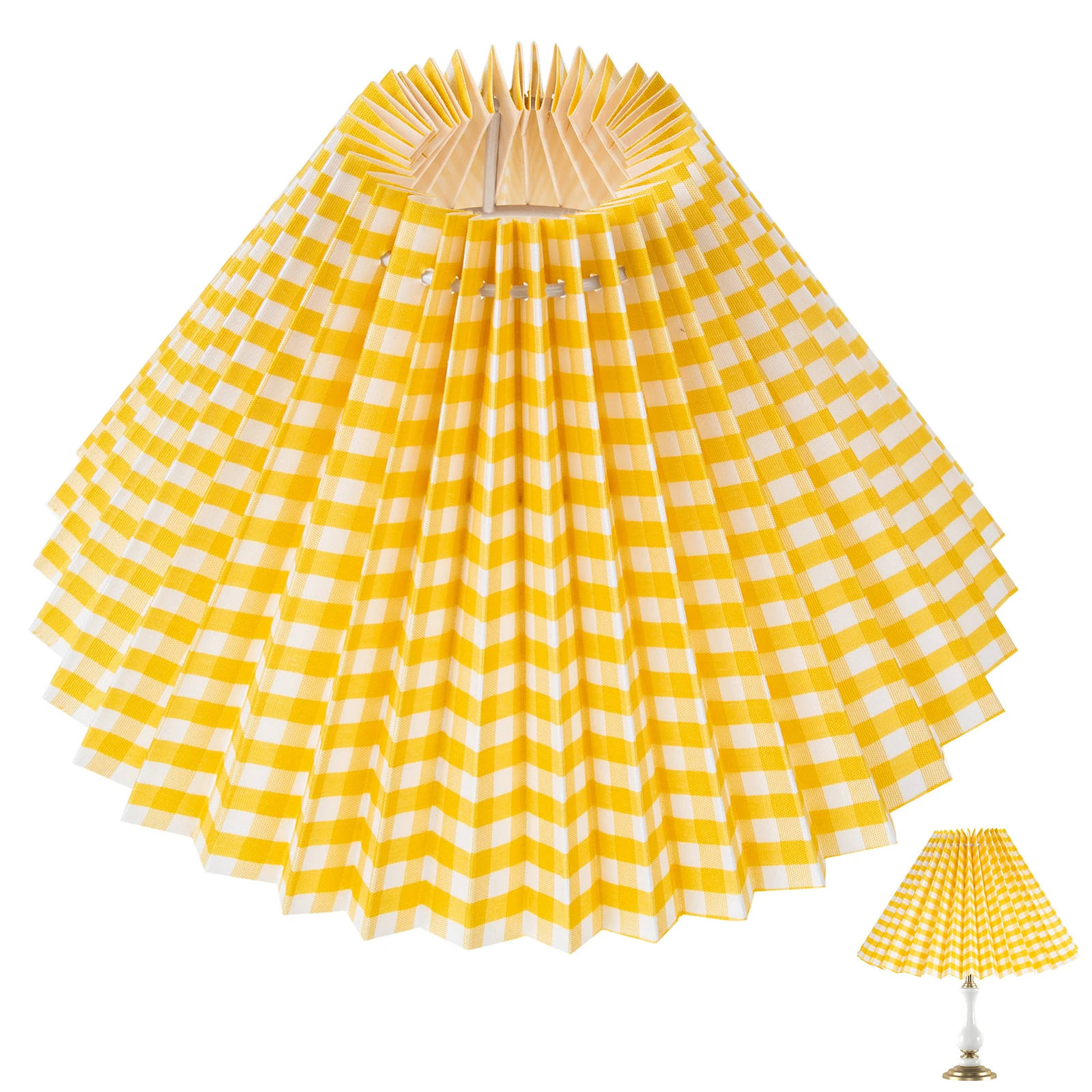

Small Pleated Round Table Lamp Shade Dustproof Fabric Cover Replacement Lamp Shade Compact Folding Modern Home Lighting