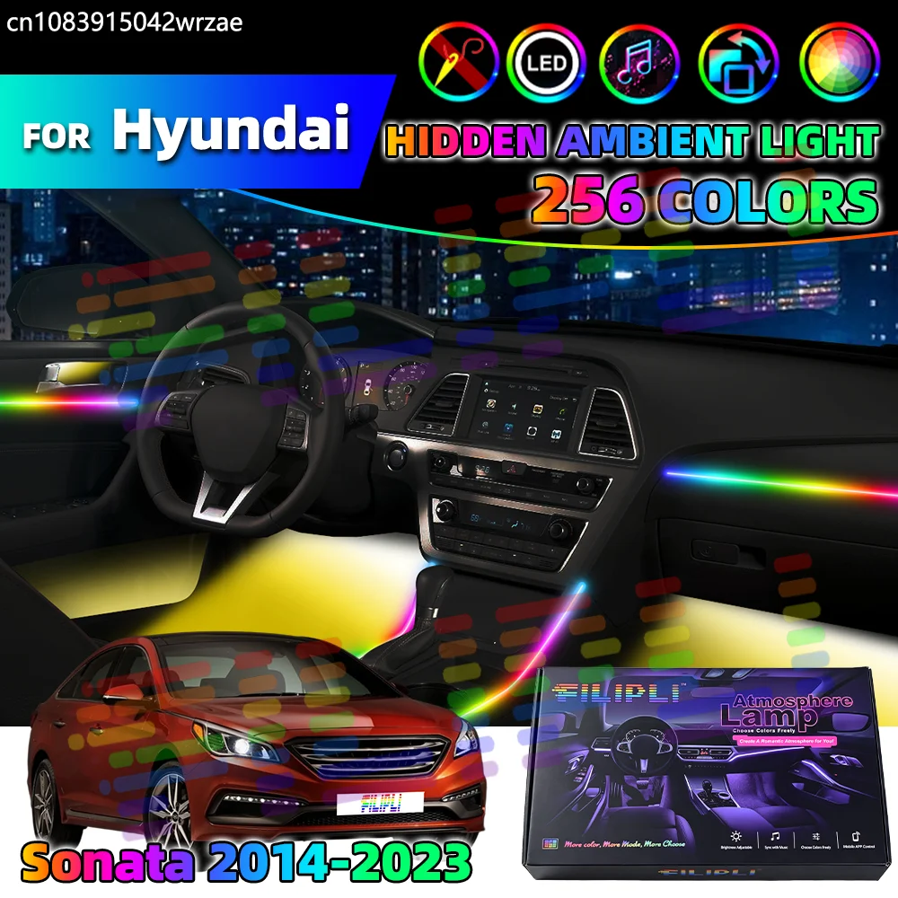 

For Hyundai Sonata 2014-2023 Years Ambient Lights Car Acrylic Lights Auto Interior Colorful Atmosphere Lights Strip APP Control