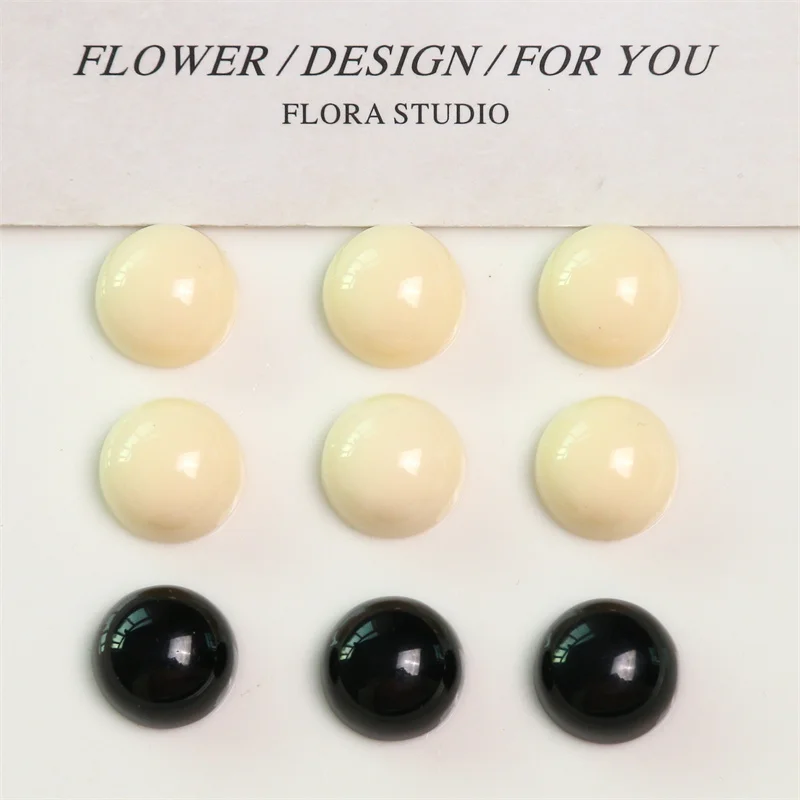 

Wholesale 100pcs/lot 13mm color print geometry rounds shape resin cabochon beads diy jewelry garment hair accessory