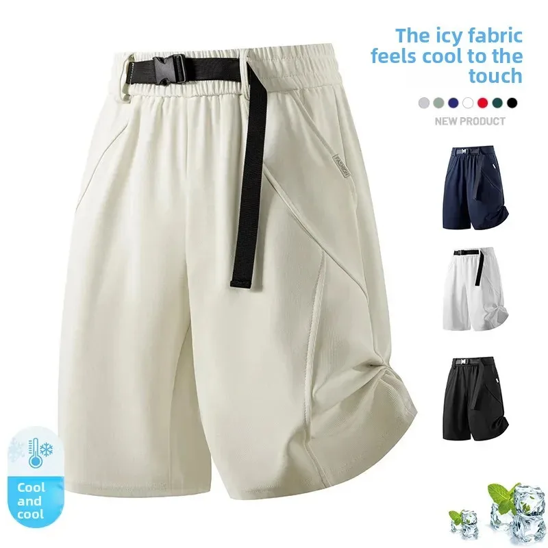 

Мужские летние шорты-карго для активного отдыха, легкие, быстросохнущие, с эластичным поясом и регулируемым ремнем с пряжкой, с множеством карманов, повседневные шорты