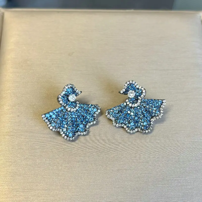 

Bilincolor Blue Cubic Zirconia Geometric Earring for Women