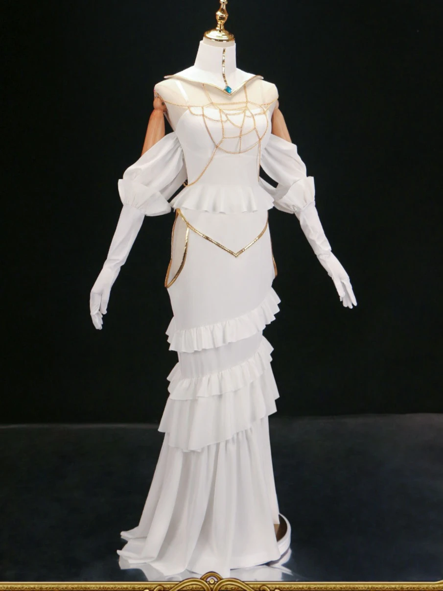 Overlord Albedo Cosplay Costume Women White Sexy Mermaid Long Dress Women Tight Fit Anime Character Outfit Halloween Party