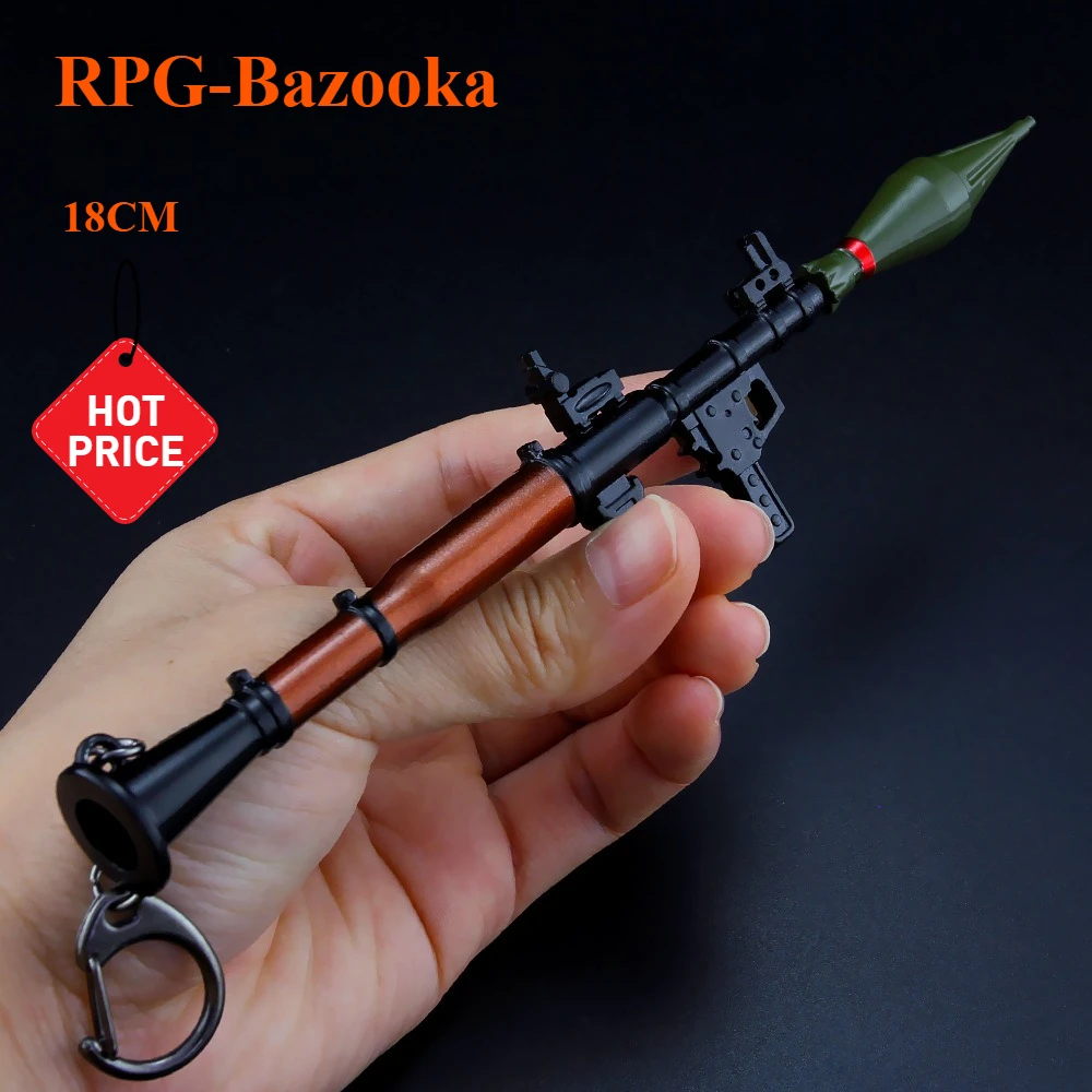 

New 18cm Mini RPG7 Bazooka Metal Keychain Rocket Launcher Alloy Model Men's Gift Desktop Ornaments
