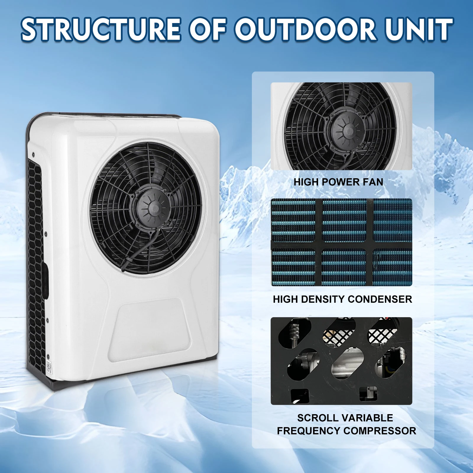 Treeligo 2025 10500BTU 12 فولت سيارة كهربائية وقوف السيارات تبريد مكيف الهواء 24 فولت سبليت الهواء وحدة التيار المتردد لشاحنة قافلة شاحنة تخييم RV #3