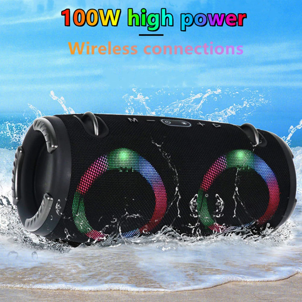 Outdoor 2 Colorful Circle Light Wireless Speakers Multifunctional Portable Loudspeaker For Party Beach Camping