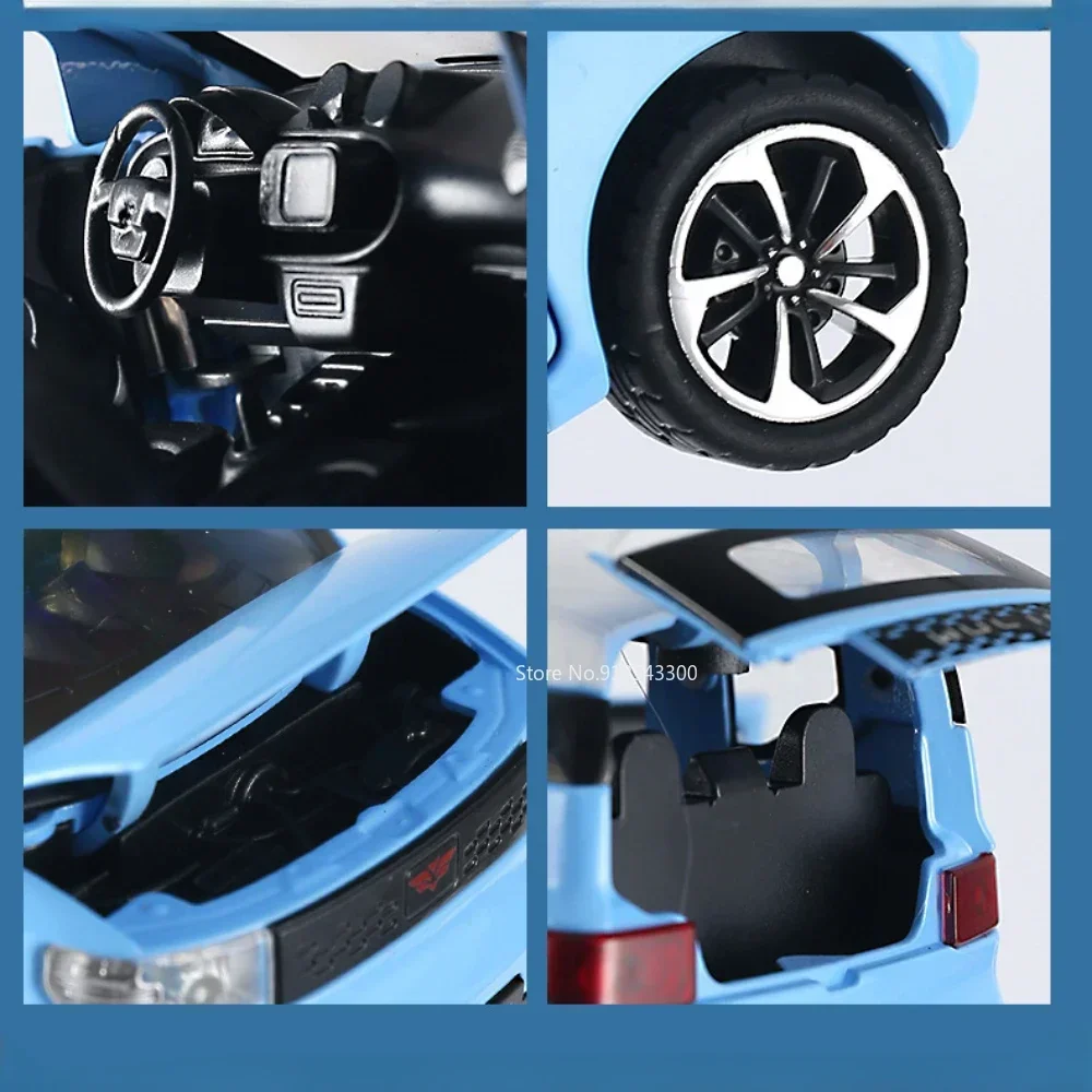 مقياس 1:24 WuLing HongGuang MINI EV لعبة معكرون نموذج سيارة الأبواب مفتوحة التراجع نماذج المركبات المصغرة سطح المكتب الحلي