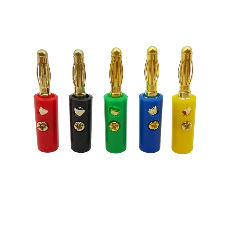 10Pcs 4mm Banana Plug Male Connector Solderless Screw Type Gold Plated Bananas Plugs Adapter For DIY Test Leads Wire