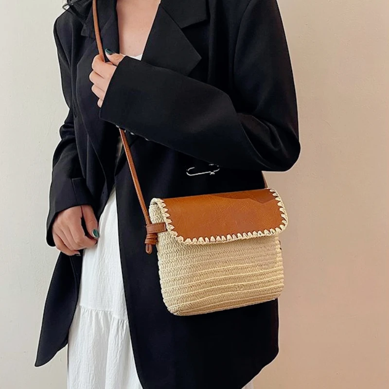 

Новинка 2025, женская пляжная соломенная сумка, большая сумка-тоут с внутренним карманом для полотенец, солнцезащитный крем, летние каникулы, незаменимые переноски