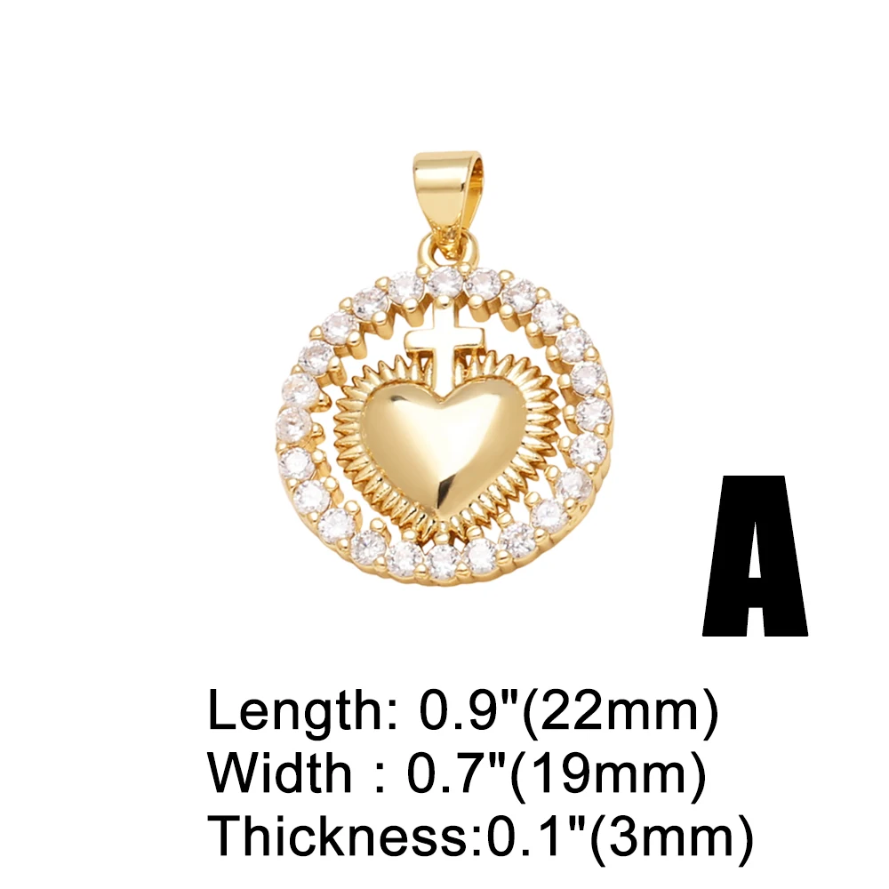 OCESRIO الأبيض كريستال الصليب القلب ميدالية قلادة ل قلادة النحاس مطلية بالذهب القلب اليدوية صنع المجوهرات مكون pdta487
