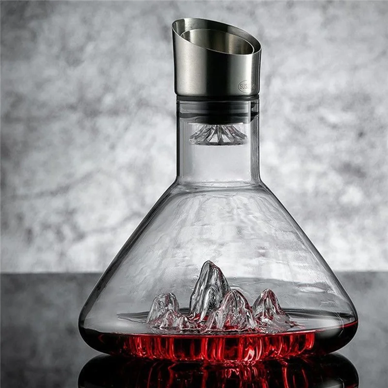 ABJY-1500ML アイスバーグ ウイスキー ワイン デカンタ 手作り 無鉛 クリスタル ワイン ポアラー カラフェ 厚みのある透明