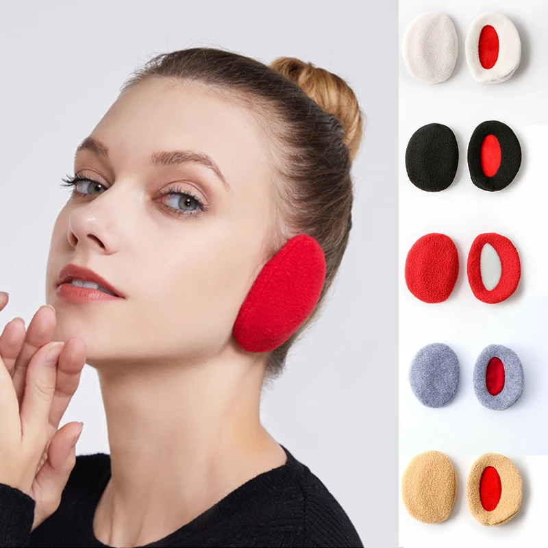 Neutral Winter Bandless Earmuffs Windproof Warmer for Women Man Classic Solid Fluffy Fleece Outdoor Protection Ear Earmuffs