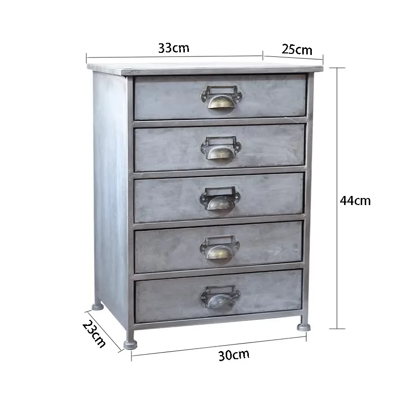Rustic Vintage Metal Drawer Cabinet, Industrial Tinplate 5/6-Drawer Storage, Distressed Grey Organizer,  Office Garage Home