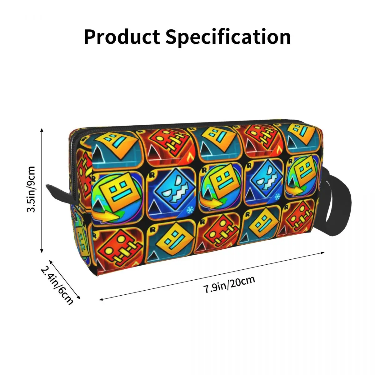 Video Game Geometry Dash Pencil Case for Boys Girls Pen Box Pencil Bag Stationery Supplies Women Cosmetic Bag