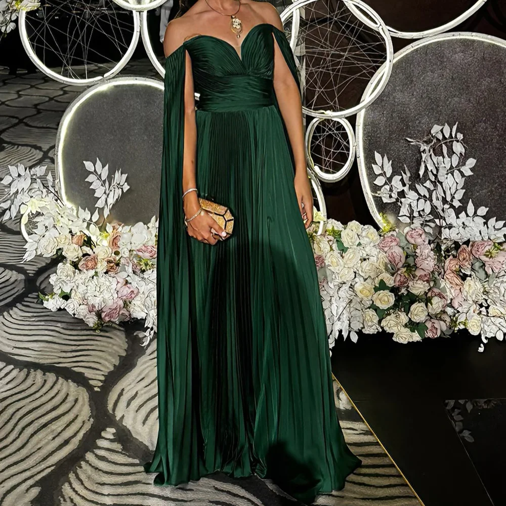 Customized Modern A-Line Floor Length Strapless Off the Shoulder Jersey Evening Dress Classic Photo Color vestidos para mujer