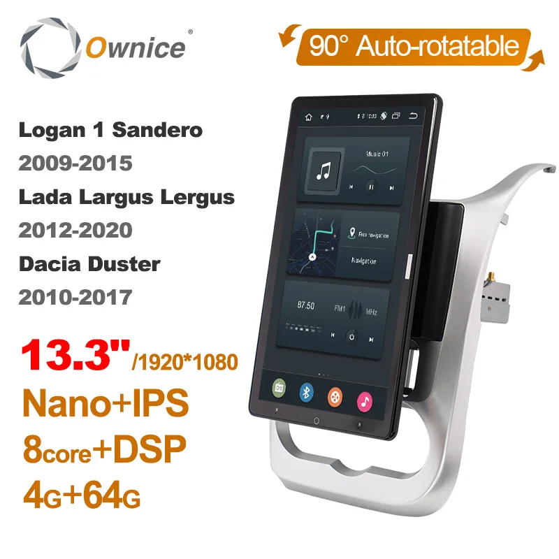 TS10 Android 12.0 Ownice Car Radio Auto for Renault Logan 1 Sandero Lada Largus Lergus Dacia Duster 13.3