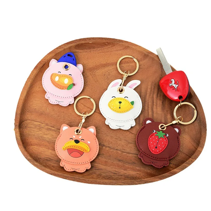 Leather Keychain Case for Apple AirTag GPS Keychain Finder Tracker Key Ring Anti-Scratch Protective Air Tag Cover Keys Wallet