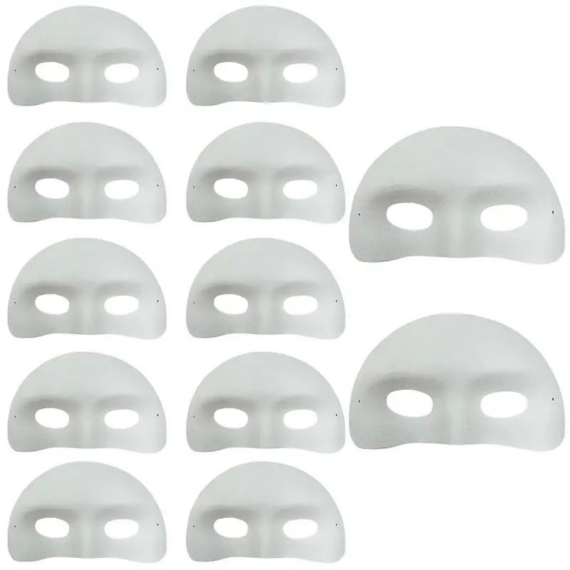 Paintable White Masque 12Pcs Masquerade Face Packs Blank Graffiti Masque Coloring Masque For Carnival Cosplay Masquerade