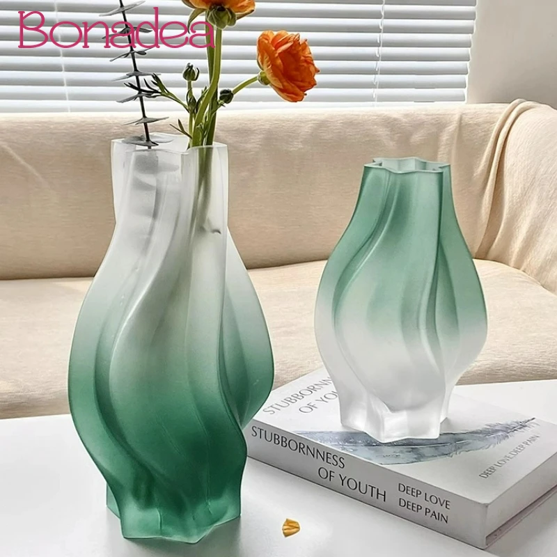 

Nordic Style Glass vases Creative Irregular Desktop Vase Frosted Flower Arrangement Bottle Desktop Decoration Home Accessories