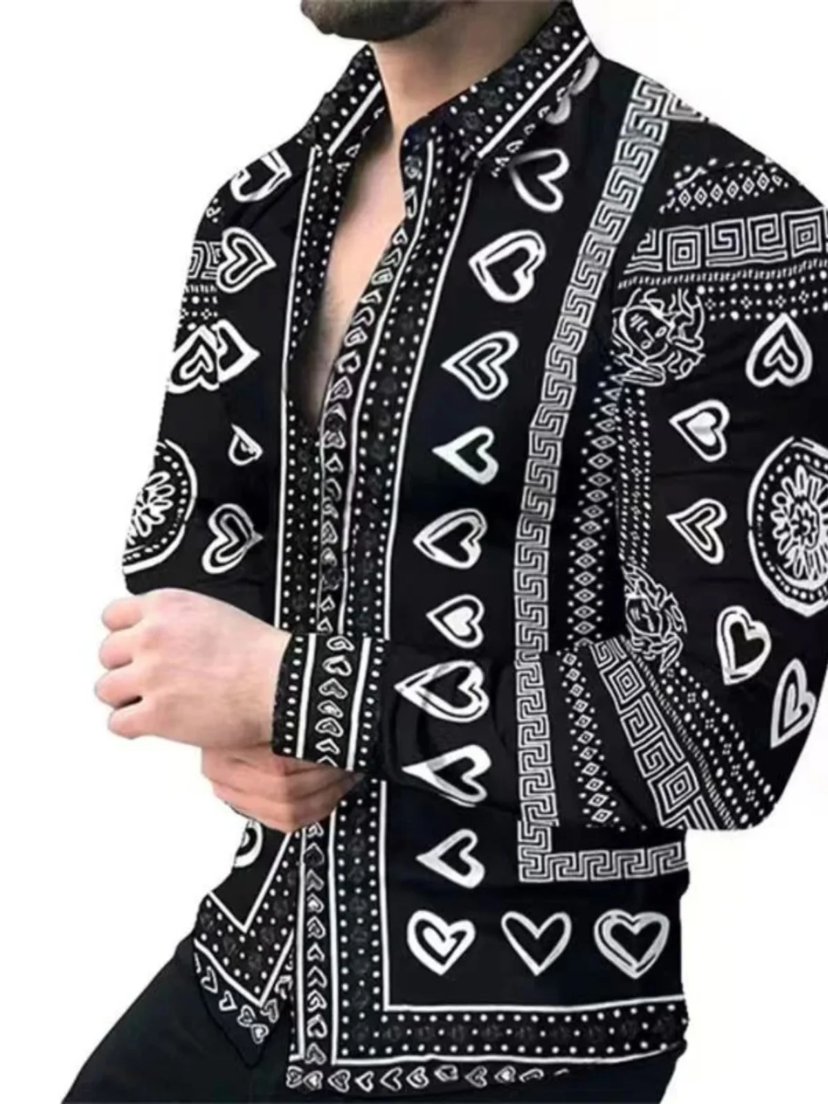 

Мужской повседневный однотонный топ с принтом Long Sve, приталенный, молодежный, летний модный топ, качественный материал, откидной воротник, чистый цвет