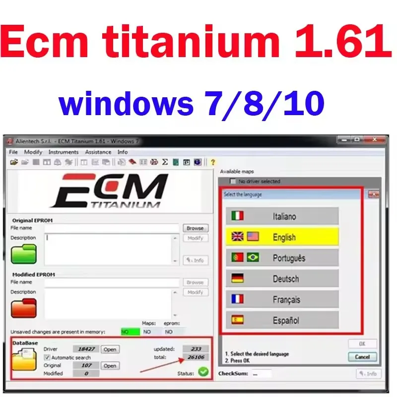 ECM TITANIUM 1.61 With 26000 + Driver ECM 18259+ Drivers for ecu tool Send download link+installation video windows 10