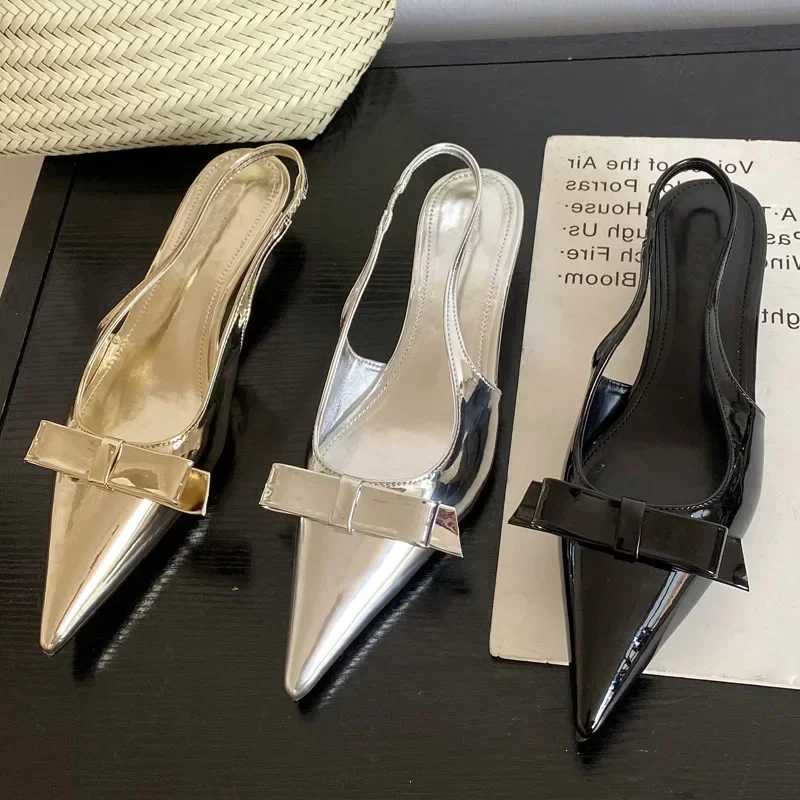 

Spring Autumn Pointed Toe Butterfly Knot Decoration Pumps Women Buckle Strap Slingback Wedding Fashion Shoes zapatos de mujer