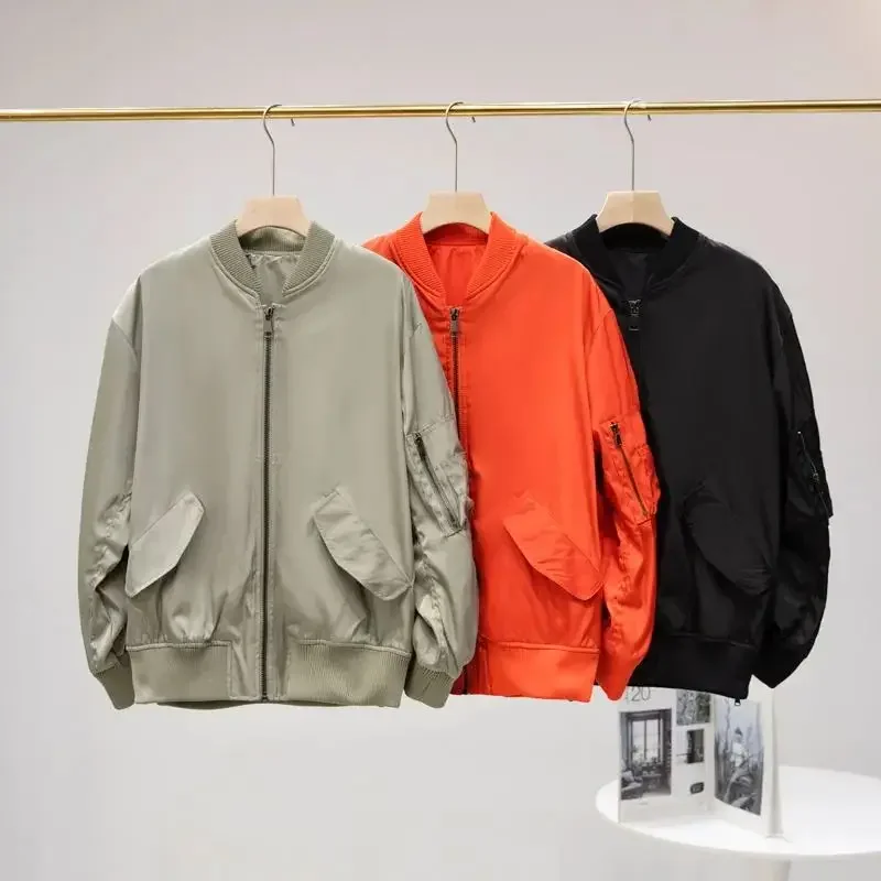 

Men's Wear 2024 New Fashion Casual Joker Loose Version Bomber Jacket Coat Retro Long Sleeve Zipper Coat Chic Coat