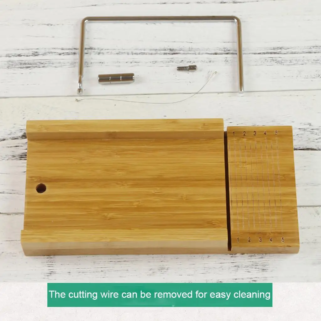 Wooden Stainless Steel Soap Cutter Cutting Tools Rectangle Loaf with Wire for Handmade Craft Soap Making Kitchen Tool