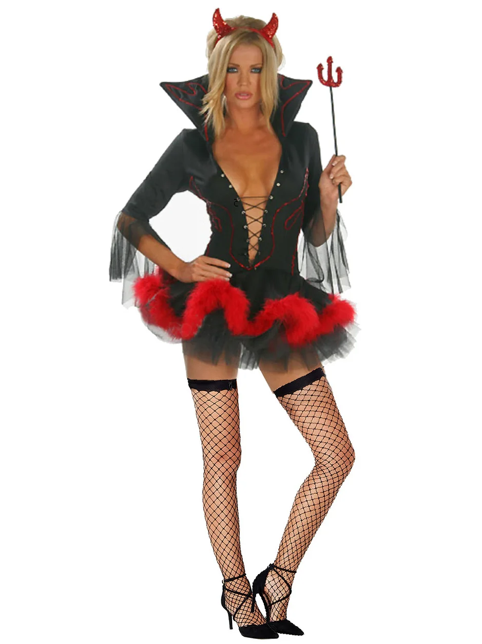 

SXL Halloween Devil Costume Women's Queen Game Uniform Role-playing COS Set Elegant Female Devil Outfit for Parties