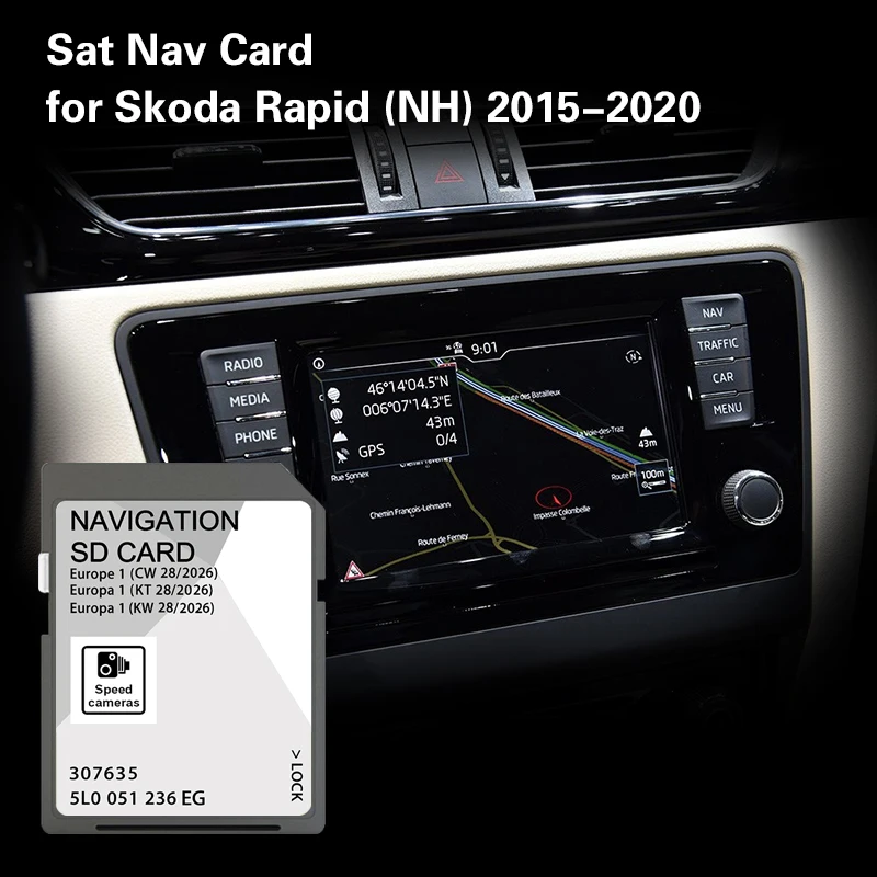 

Sat Nav MIB2 Work for Skoda Rapid 2015 to 2020 Navigation Map Cover France Germany Gibraltar Greece Hungary Iceland Ireland