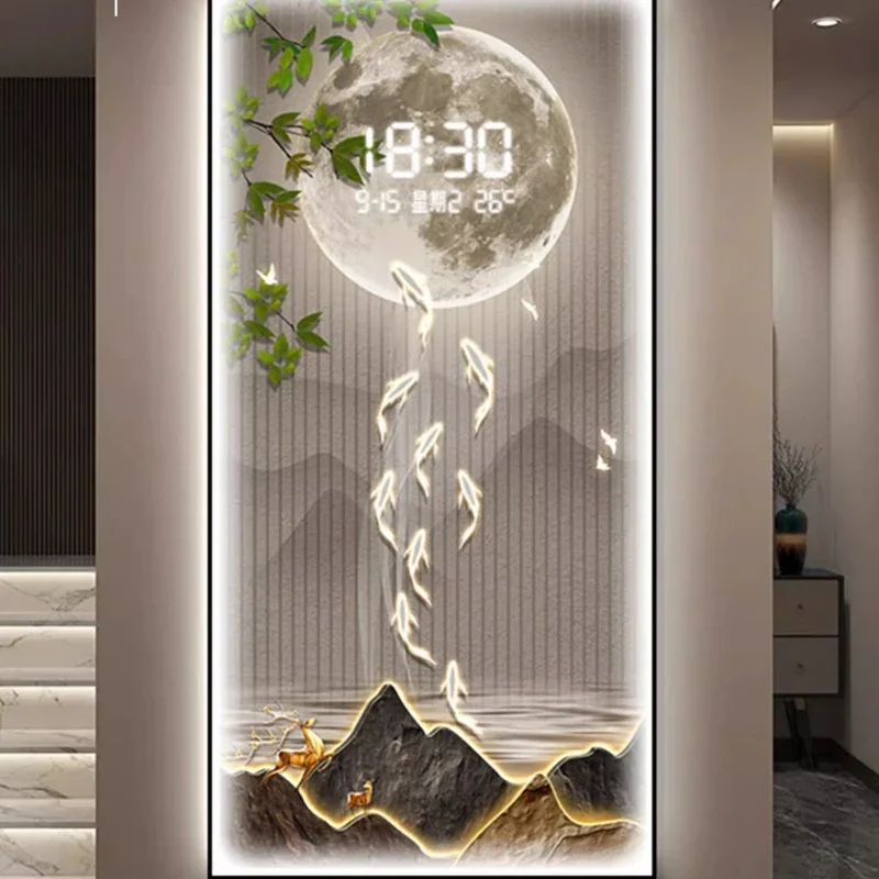 ديكورات الغرفة تصميم الغرفة الفاخرة الجدار المكونات في نموذج مع الضوء وجهاز التحكم عن بعد غرفة المعيشة الديكور ساعة الحائط الداخلية