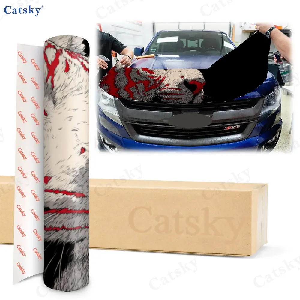 Cool Tiger King print,car hood stickers,PVC waterproof Self adhesive car hood sticker,car hood decoration protection stickers,Au