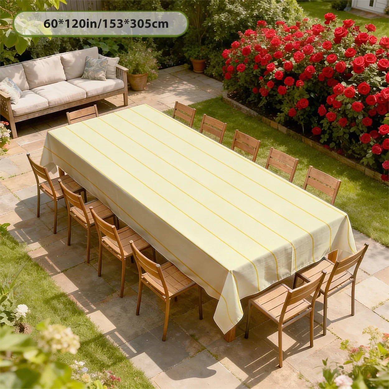 Tablecloth 2D Flat Printing 1 piece - Rectangular - Light yellow background colorxzj