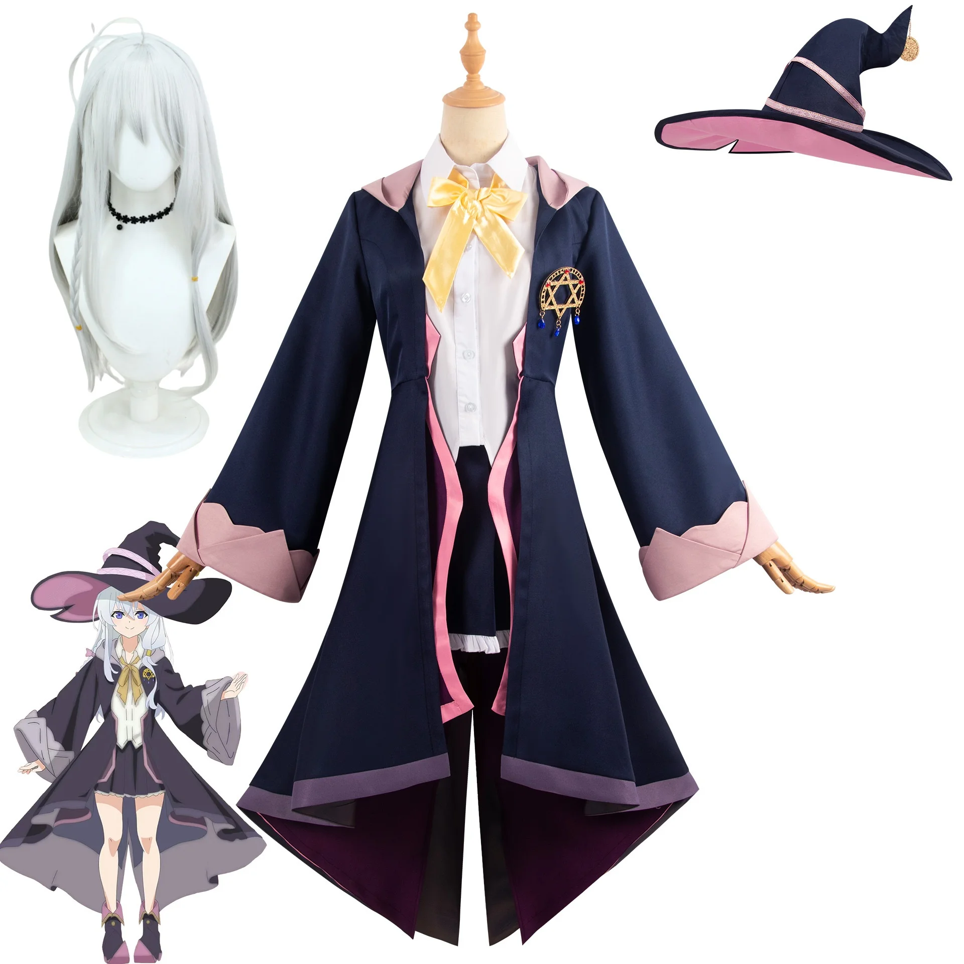 Elaina Wandering Witch: The Journey of Elaina Cosplay Costume Wig Anime Majo no Tabitabi Halloween Party Suit