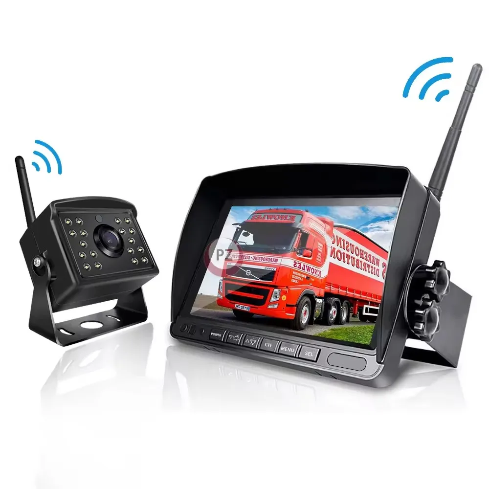 

720P Wireless RV Backup Camera System 7" DVR Monitor For Truck Trailer Camper Wireless Car Backup 4 Camera Rear View Camera