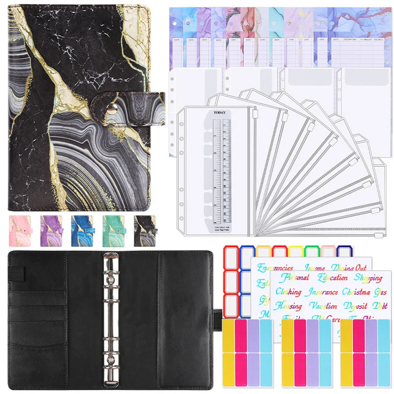 A6 Budget Binder with Cash Envelopes, Expense Budget Sheet & Label Stickers,Wallet Organizer System Financial for Money Saving