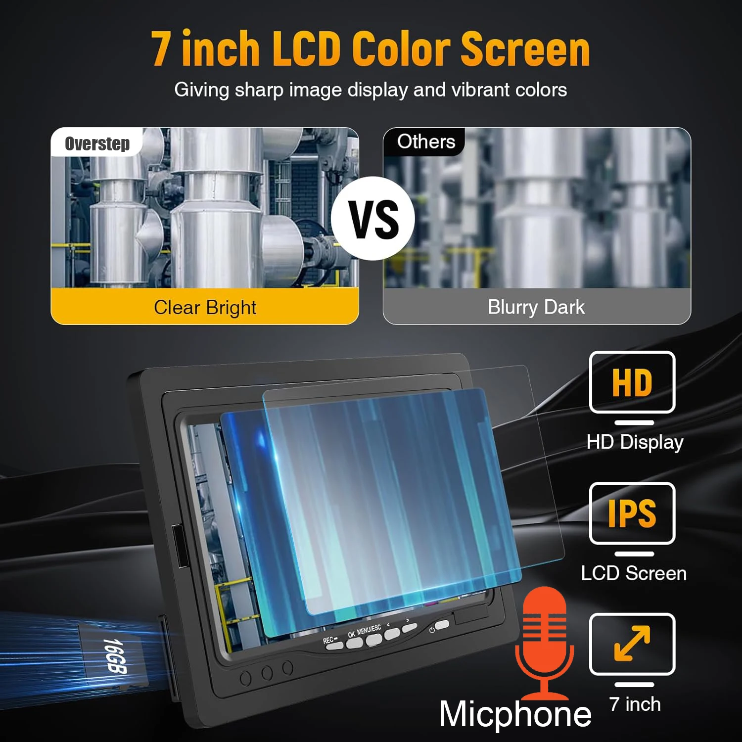 7" LCD DVR Plumbing Camera Sewer Snake camera kit with 23mm 1080P 512hz locator camera kit