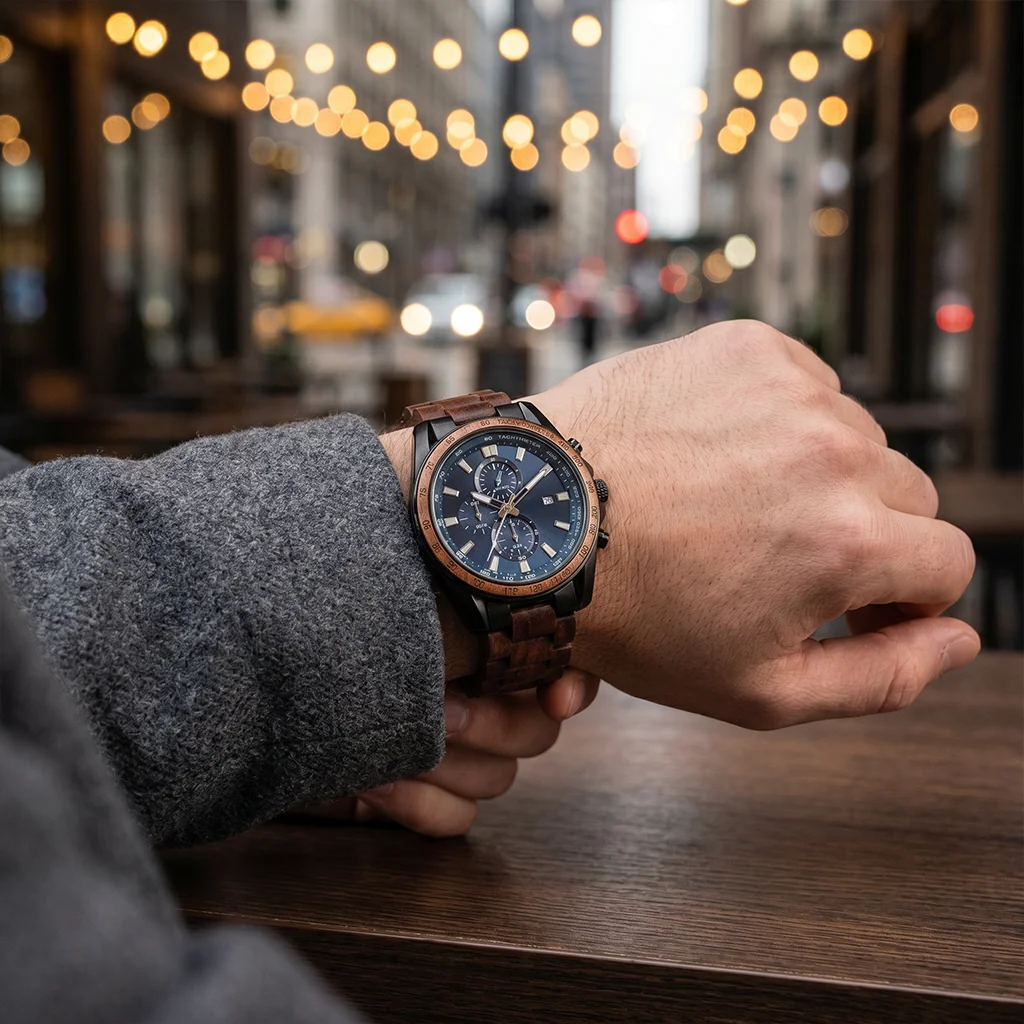 Wood Watch Men Luxury Stylish Watches Timepieces Chronograph Military Quartz Relogio Masculino Dropshipping - view 3
