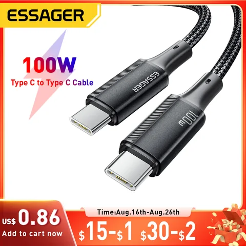 Essager 100W USB Type-C Кабель для быстрой зарядки 5A для iPhone, MacBook, Xiaomi — пример использования
