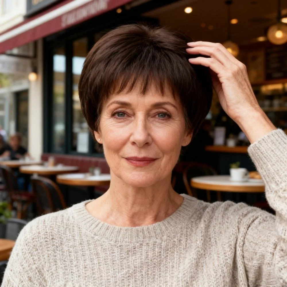 

Wig Cap Mom-style Synthetic Short Straight Hair Middle-aged and Elderly Women, Natural Synthetic Short Hair Wig Cap Daily Wear