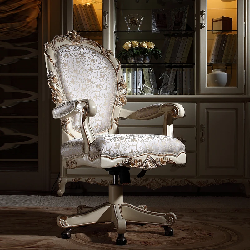 

Solid wood artificial body boss chair swivel chair household fabric leisure chair