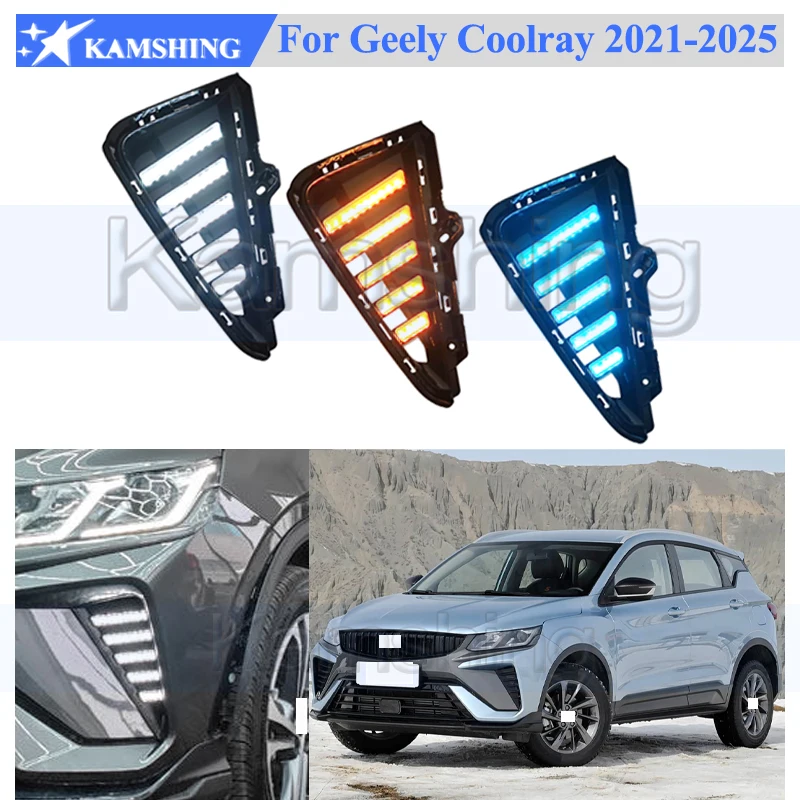 

Kamshing 1 Set Modify LED Daytime Running Light DRL For Geely Coolray 2021-2025 Front Foglight Foglamp Front Driving Light